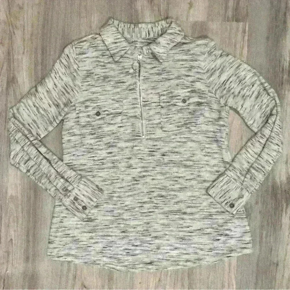 Soft Surroundings Women's Heathered Grey Half Zip Knit Sweatshirt Top Size S - Picture 1 of 7